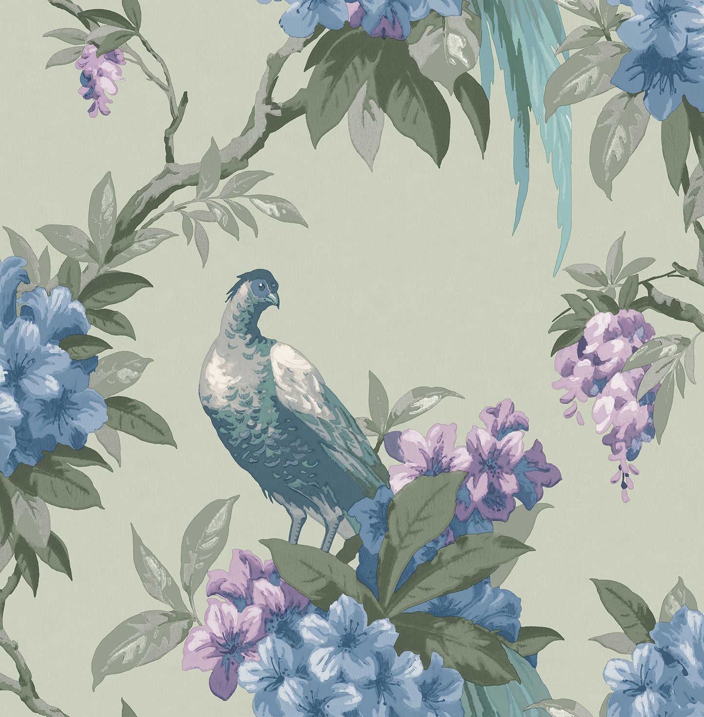 Brewster Golden Sage Floral Wallpaper, 20.5-in by 33-ft