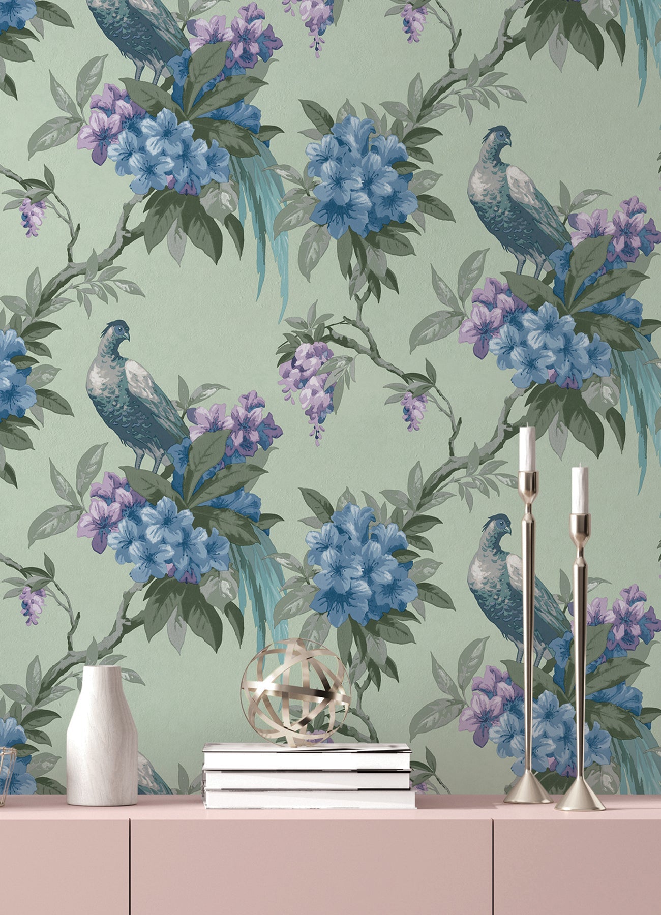 Brewster Golden Sage Floral Wallpaper, 20.5-in by 33-ft