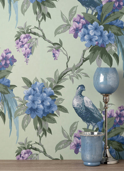 Brewster Golden Sage Floral Wallpaper, 20.5-in by 33-ft