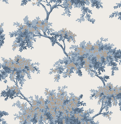 Brewster Ashdown Dark Blue Tree Wallpaper, 20.5-in by 33-ft