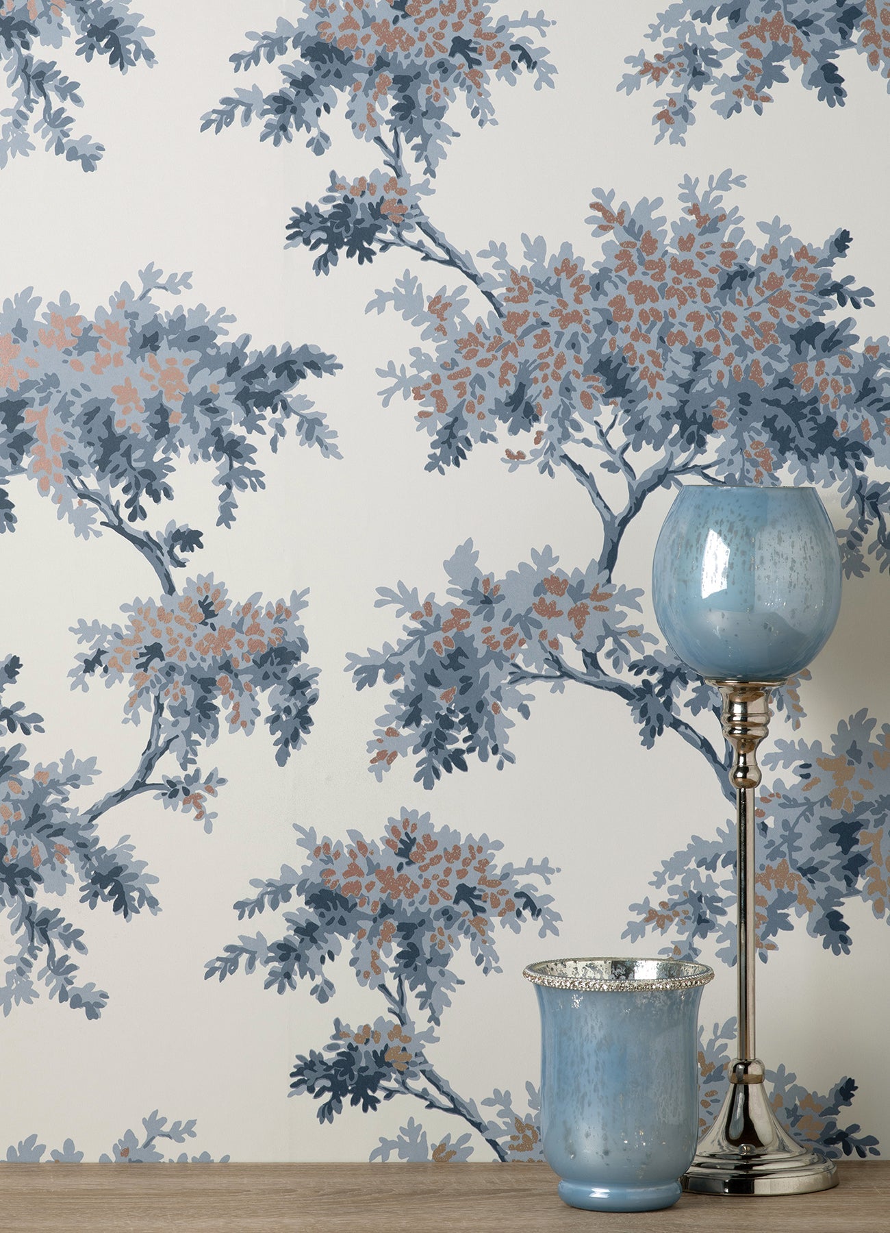 Brewster Ashdown Dark Blue Tree Wallpaper, 20.5-in by 33-ft