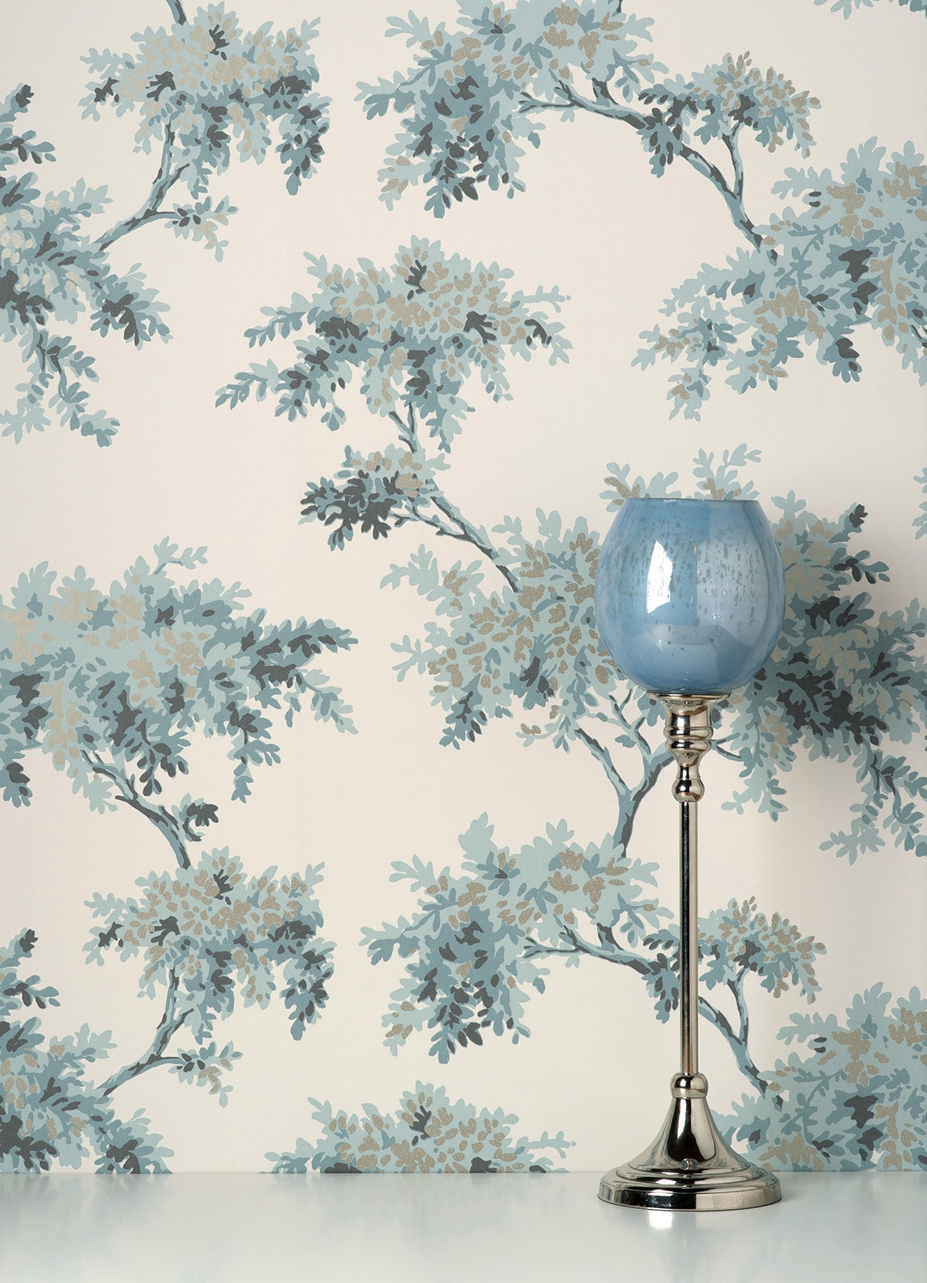 Brewster Ashdown Teal Tree Wallpaper, 20.5-in by 33-ft