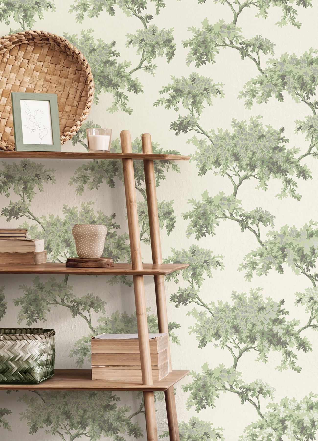 Brewster Ashdown Sage Tree Wallpaper, 20.5-in by 33-ft