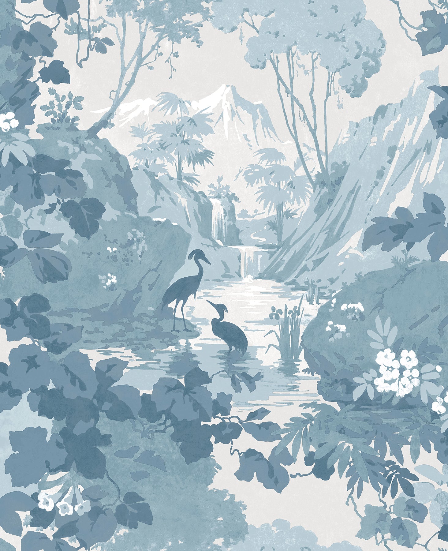 Brewster Eden Blue Crane Lagoon Wallpaper, 20.5-in by 33-ft