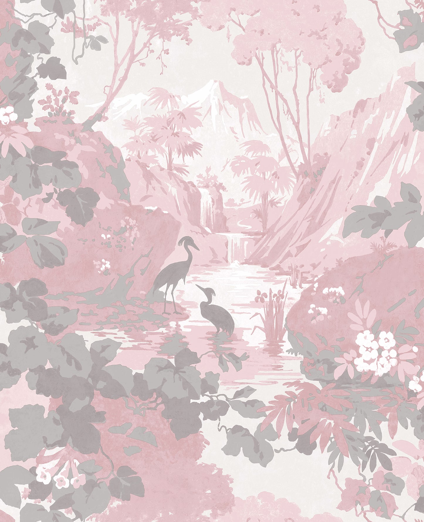 Brewster Eden Pink Crane Lagoon Wallpaper, 20.5-in by 33-ft