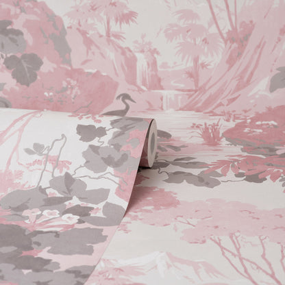 Brewster Eden Pink Crane Lagoon Wallpaper, 20.5-in by 33-ft