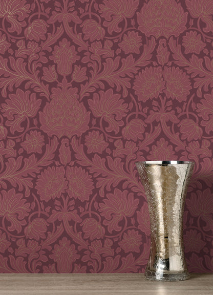 Brewster Bamburg Red Floral Wallpaper, 20.5-in by 33-ft