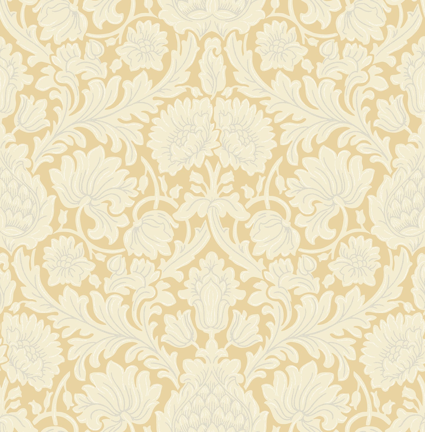 Brewster Bamburg Mustard Floral Wallpaper, 20.5-in by 33-ft