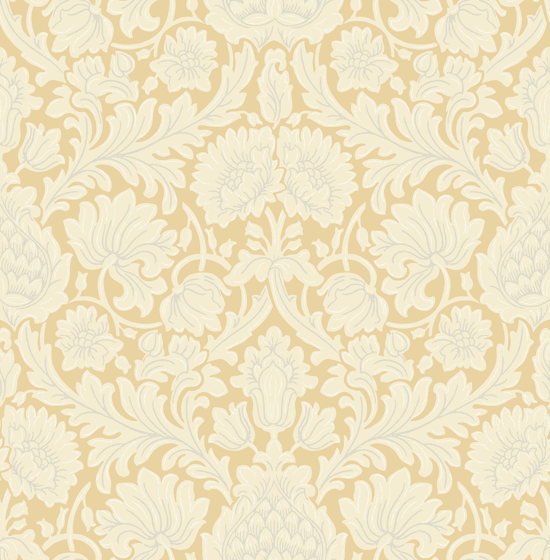 Brewster Bamburg Mustard Floral Wallpaper, 20.5-in by 33-ft