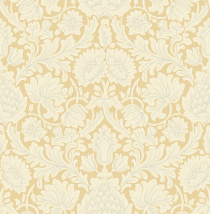 Brewster Bamburg Mustard Floral Wallpaper, 20.5-in by 33-ft