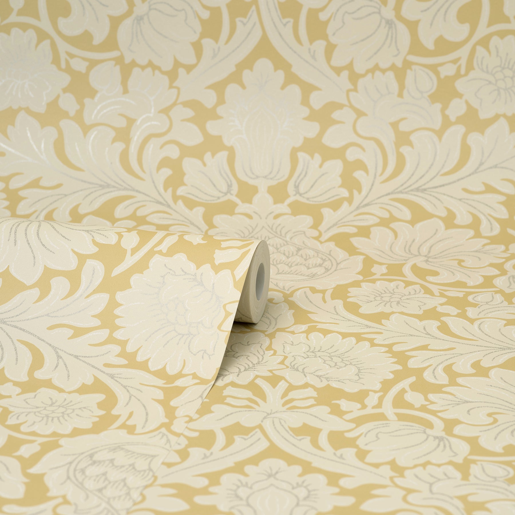 Brewster Bamburg Mustard Floral Wallpaper, 20.5-in by 33-ft