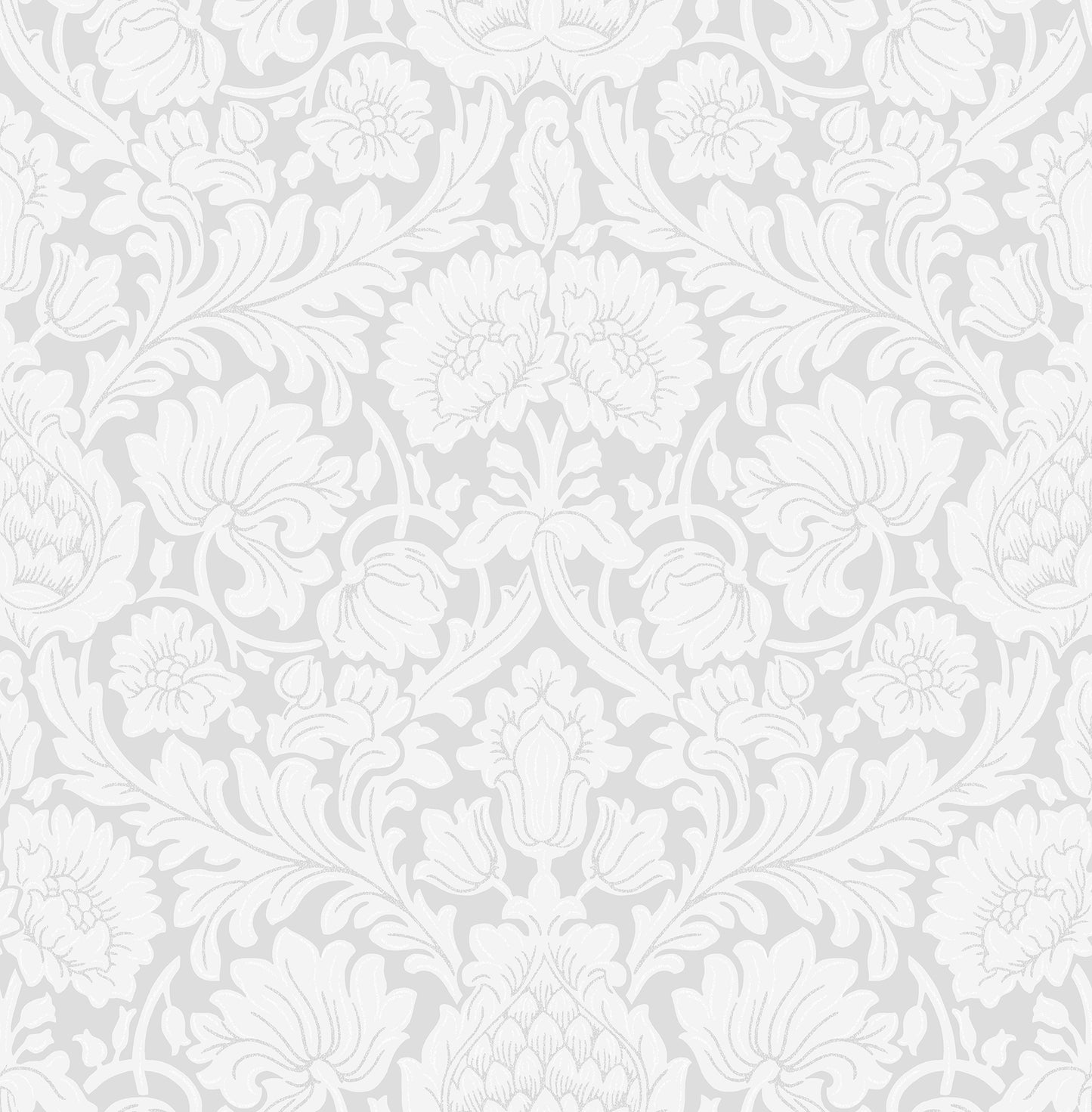 Brewster Bamburg Grey Floral Wallpaper, 20.5-in by 33-ft