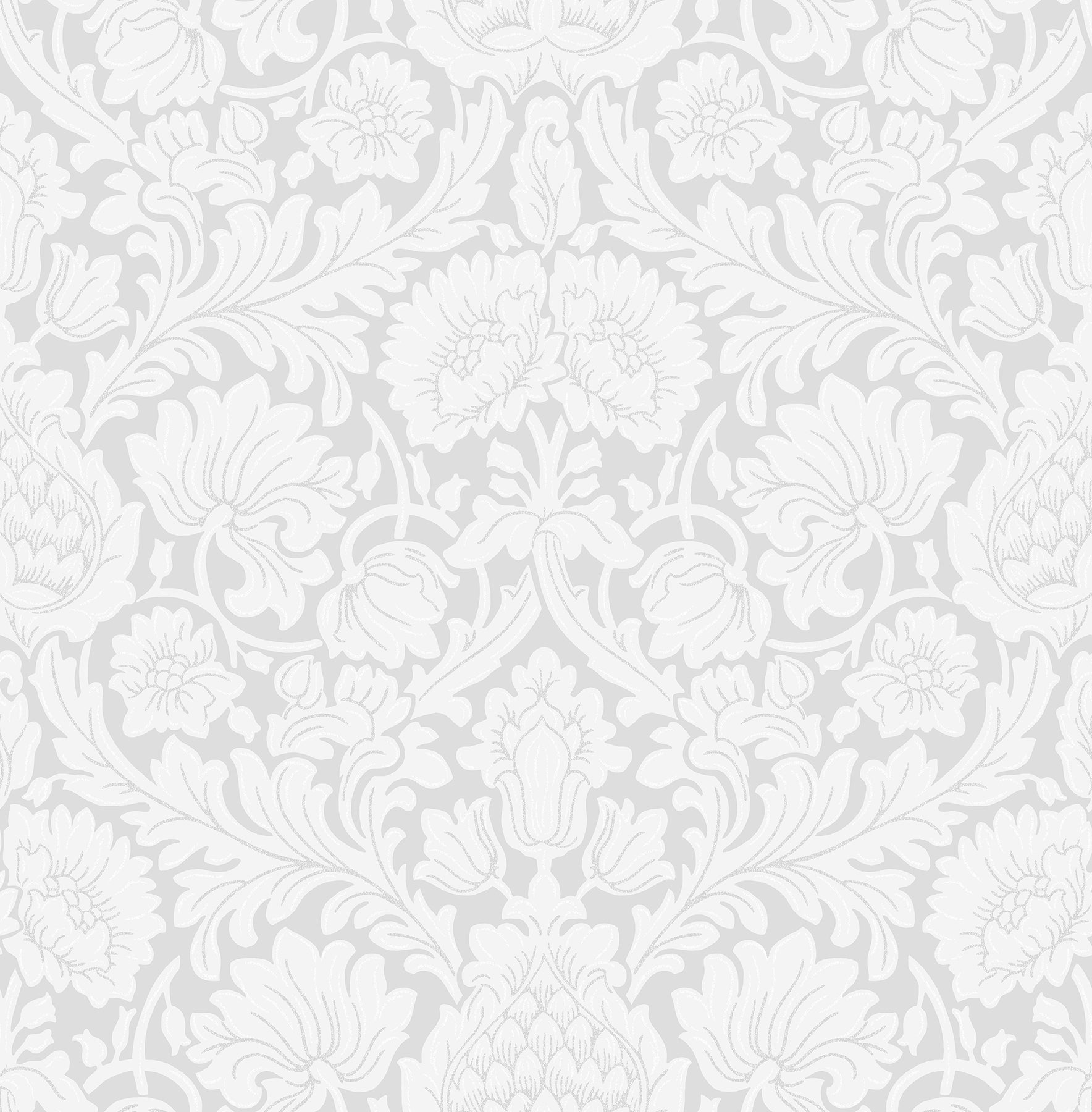 Brewster Bamburg Grey Floral Wallpaper, 20.5-in by 33-ft