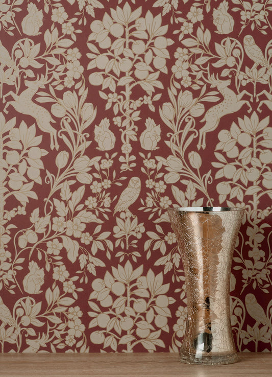 Brewster Richmond Maroon Floral Wallpaper, 20.5-in by 33-ft