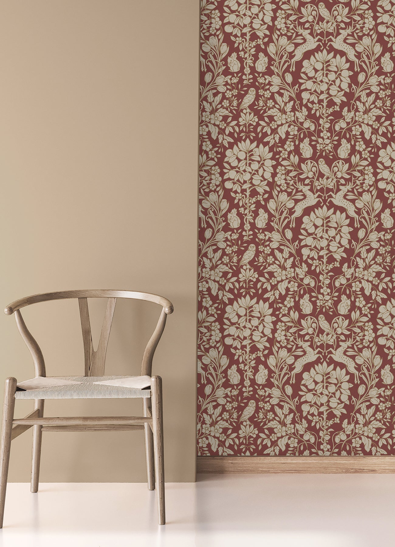 Brewster Richmond Maroon Floral Wallpaper, 20.5-in by 33-ft