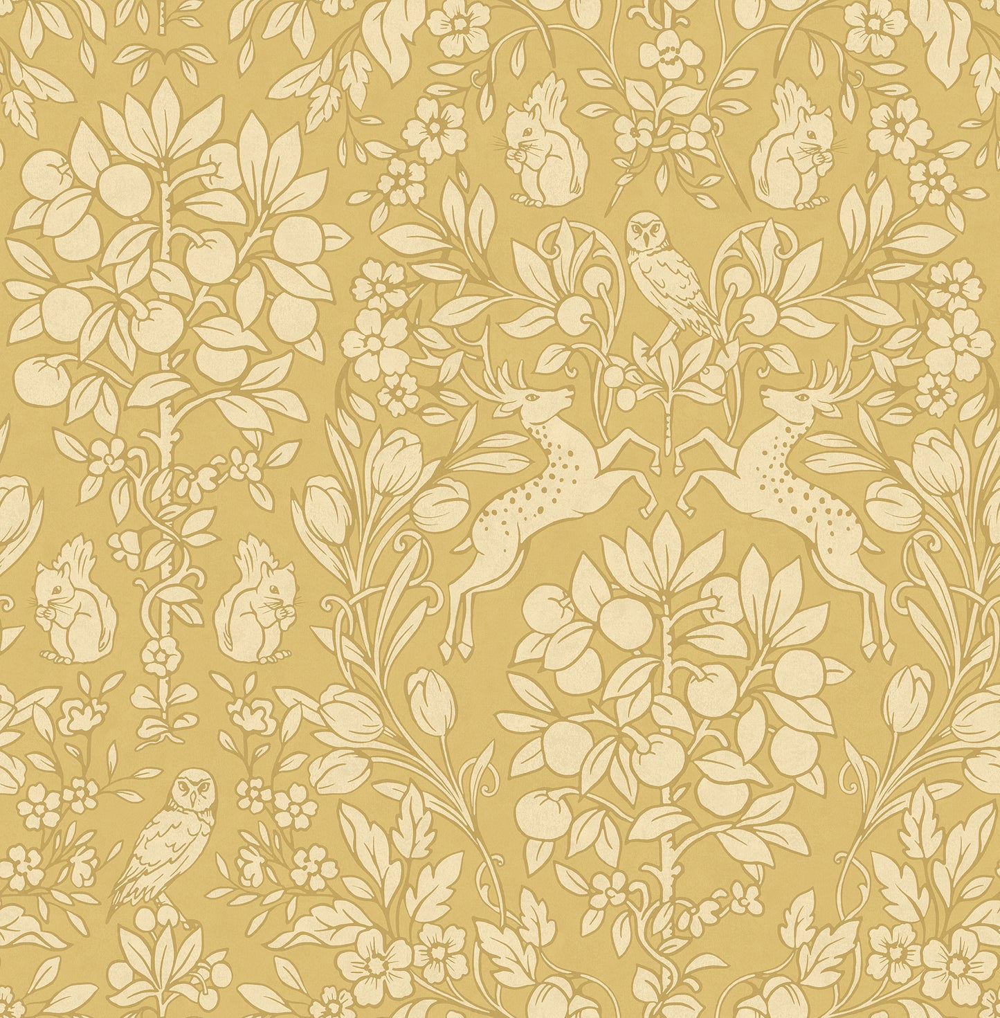 Brewster Richmond Mustard Floral Wallpaper, 20.5-in by 33-ft