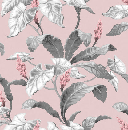 Brewster Meridian Parade Pink Tropical Leaves Wallpaper, 20.5-in by 33-ft