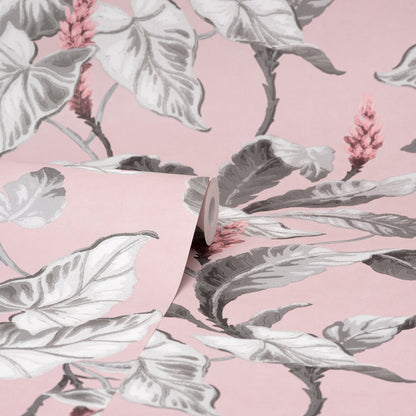 Brewster Meridian Parade Pink Tropical Leaves Wallpaper, 20.5-in by 33-ft