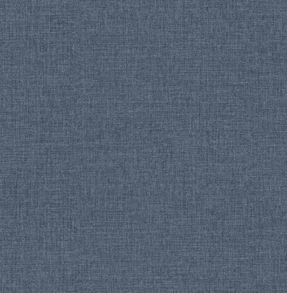 Brewster Glen Dark Blue Linen Wallpaper, 20.5-in by 33-ft