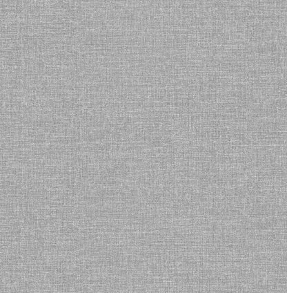 Brewster Glen Dark Grey Linen Wallpaper, 20.5-in by 33-ft