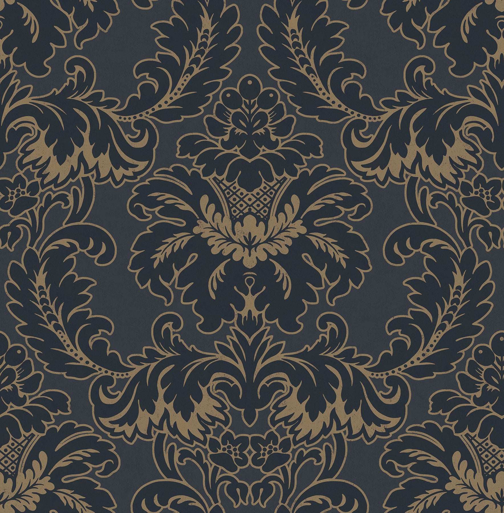 Brewster Windsor Blue Damask Wallpaper, 20.5-in by 33-ft