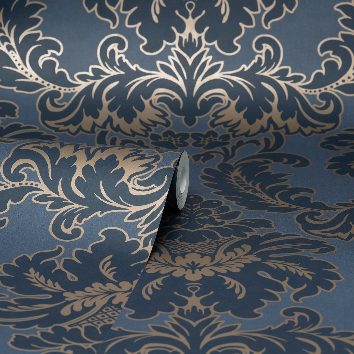 Brewster Windsor Blue Damask Wallpaper, 20.5-in by 33-ft