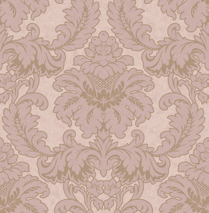 Brewster Windsor Pink Damask Wallpaper, 20.5-in by 33-ft