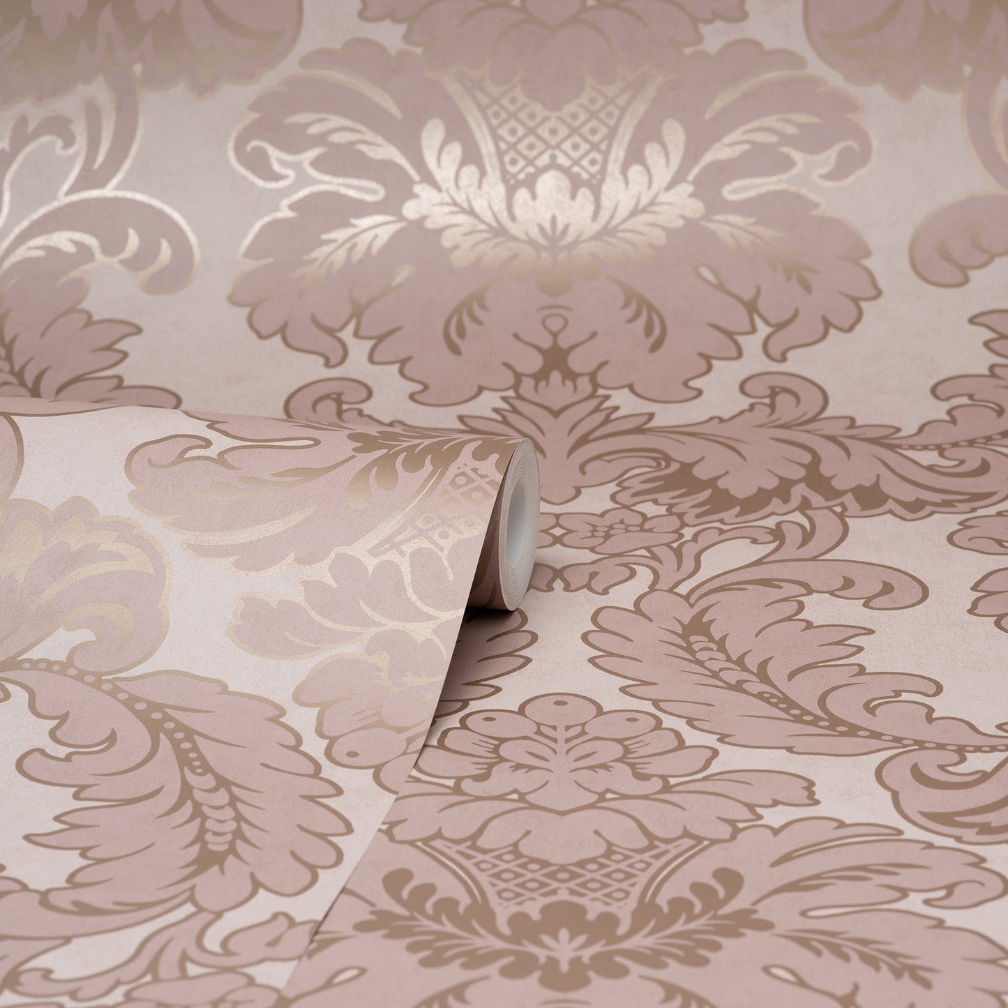 Brewster Windsor Pink Damask Wallpaper, 20.5-in by 33-ft