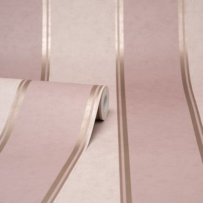 Brewster Rydia Pink Stripe Wallpaper, 20.5-in by 33-ft