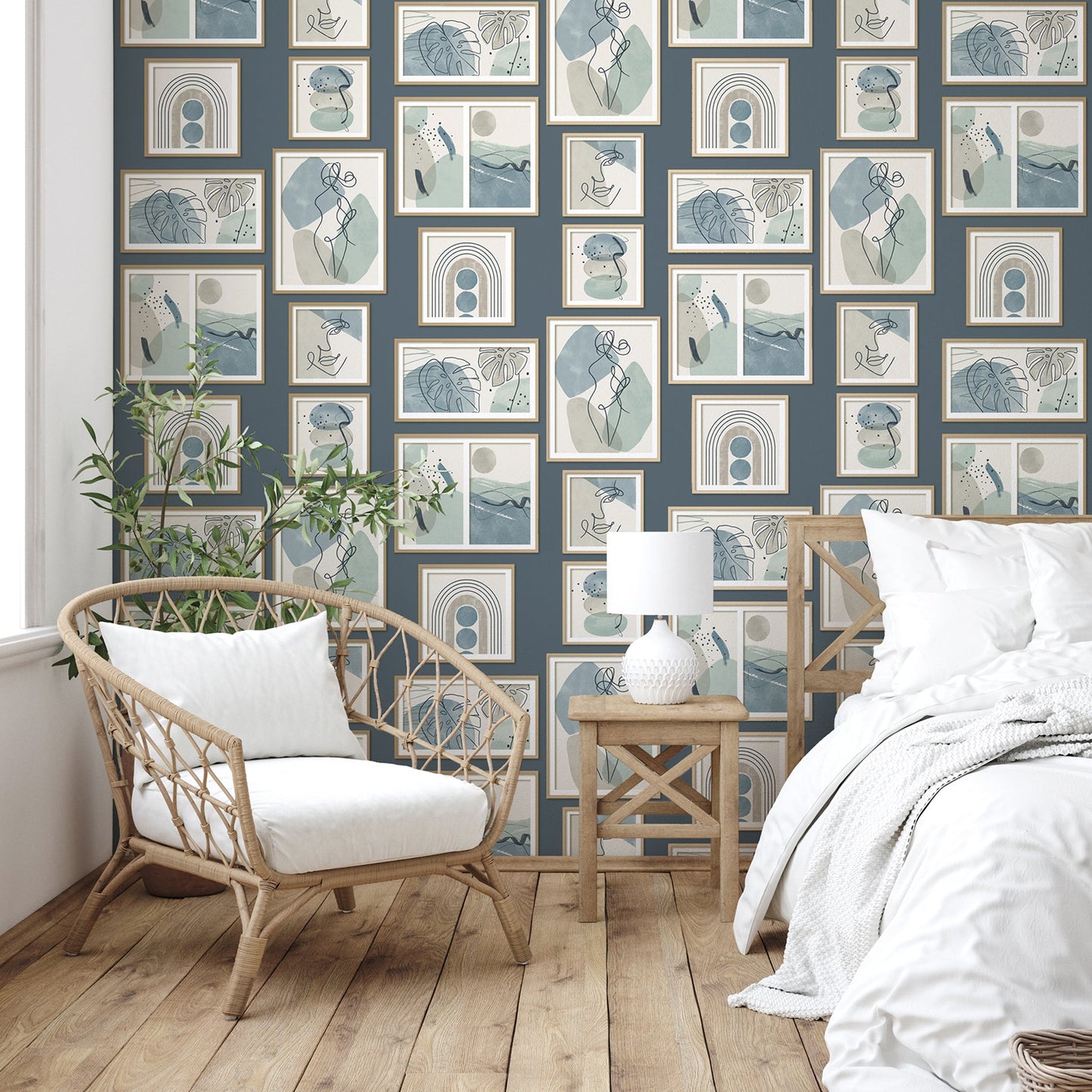 Fine Decor Krasner Blue Gallery Wallpaper, 20.5-in by 33-ft