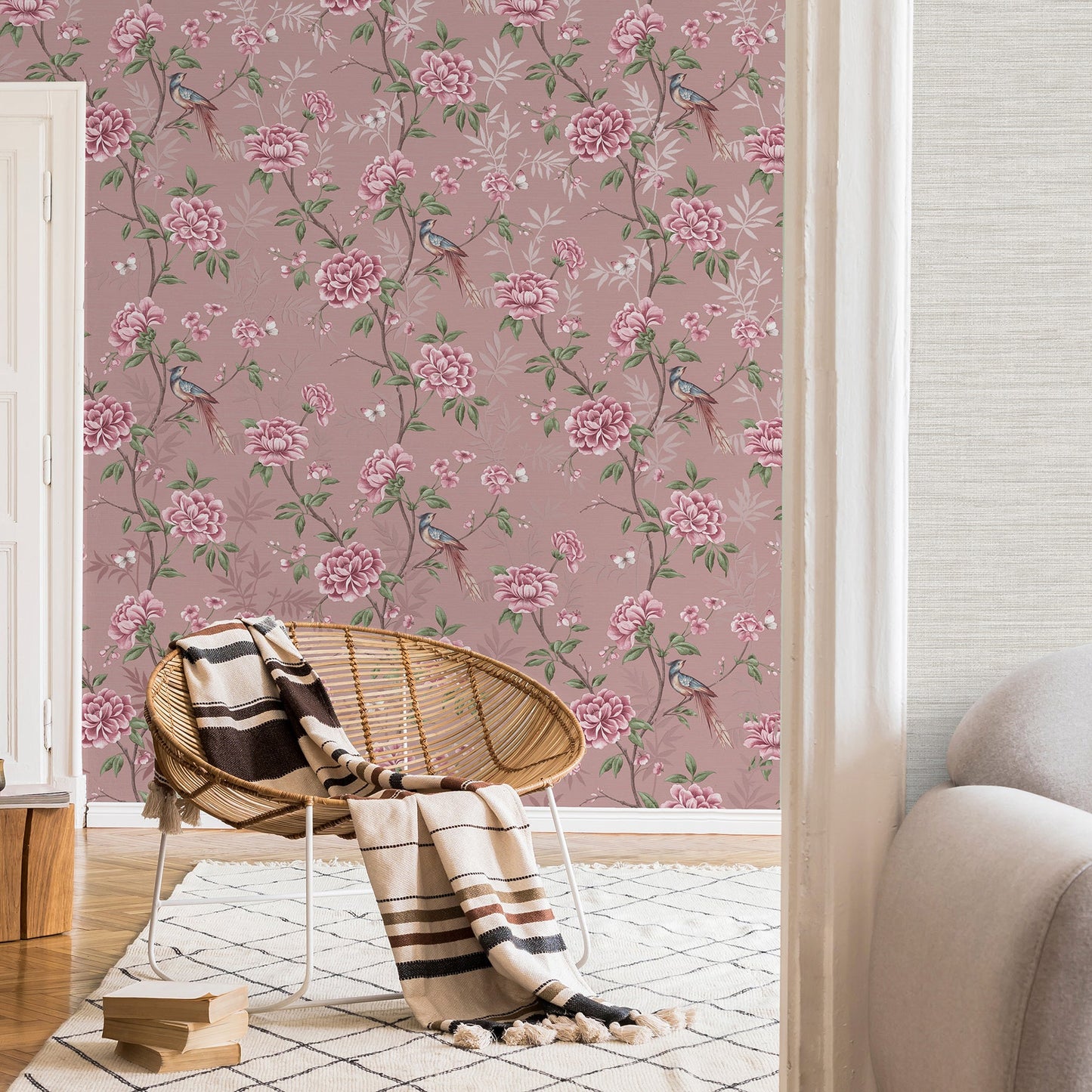 Fine Decor Akina Blush Floral Wallpaper, 20.5-in by 33-ft