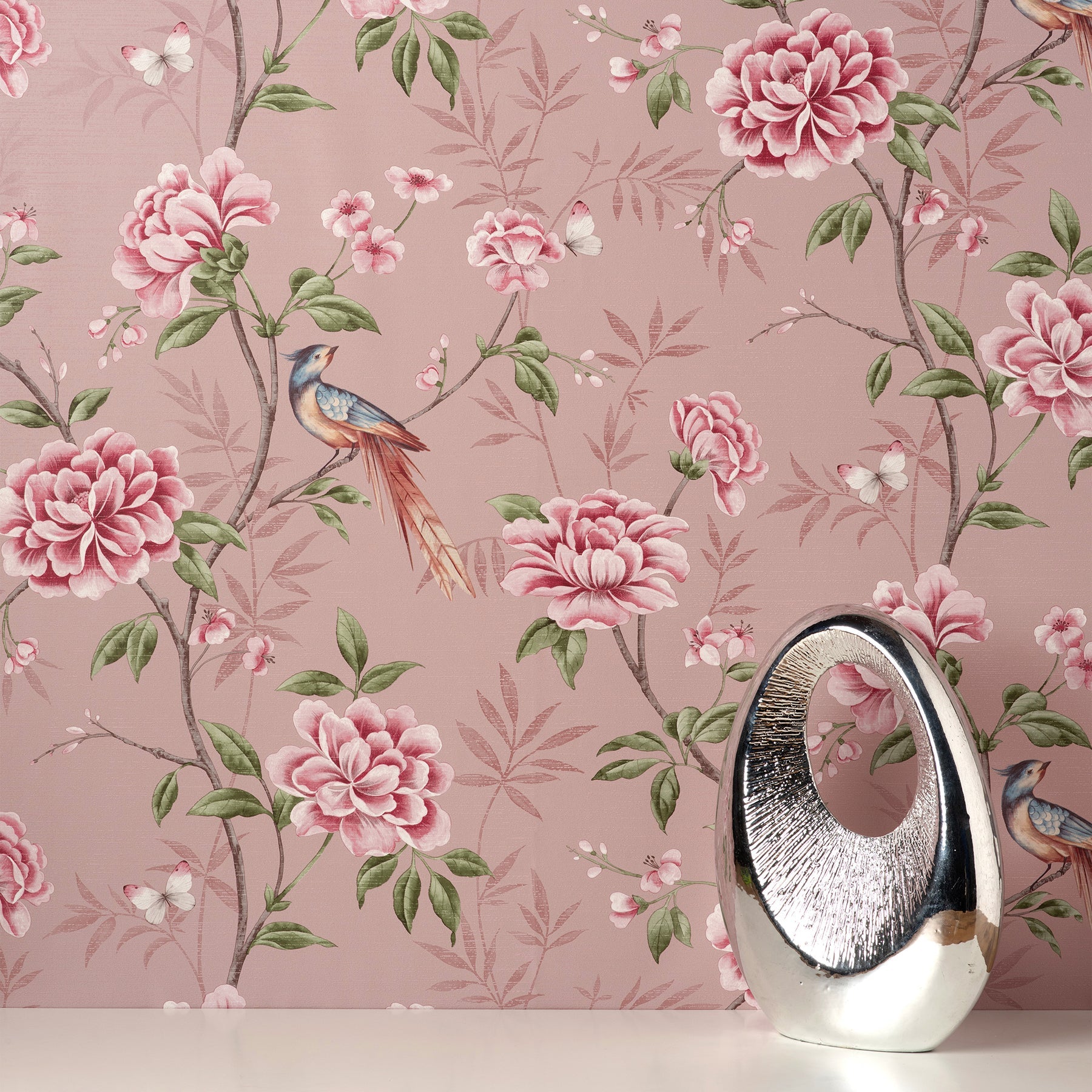 Fine Decor Akina Blush Floral Wallpaper, 20.5-in by 33-ft