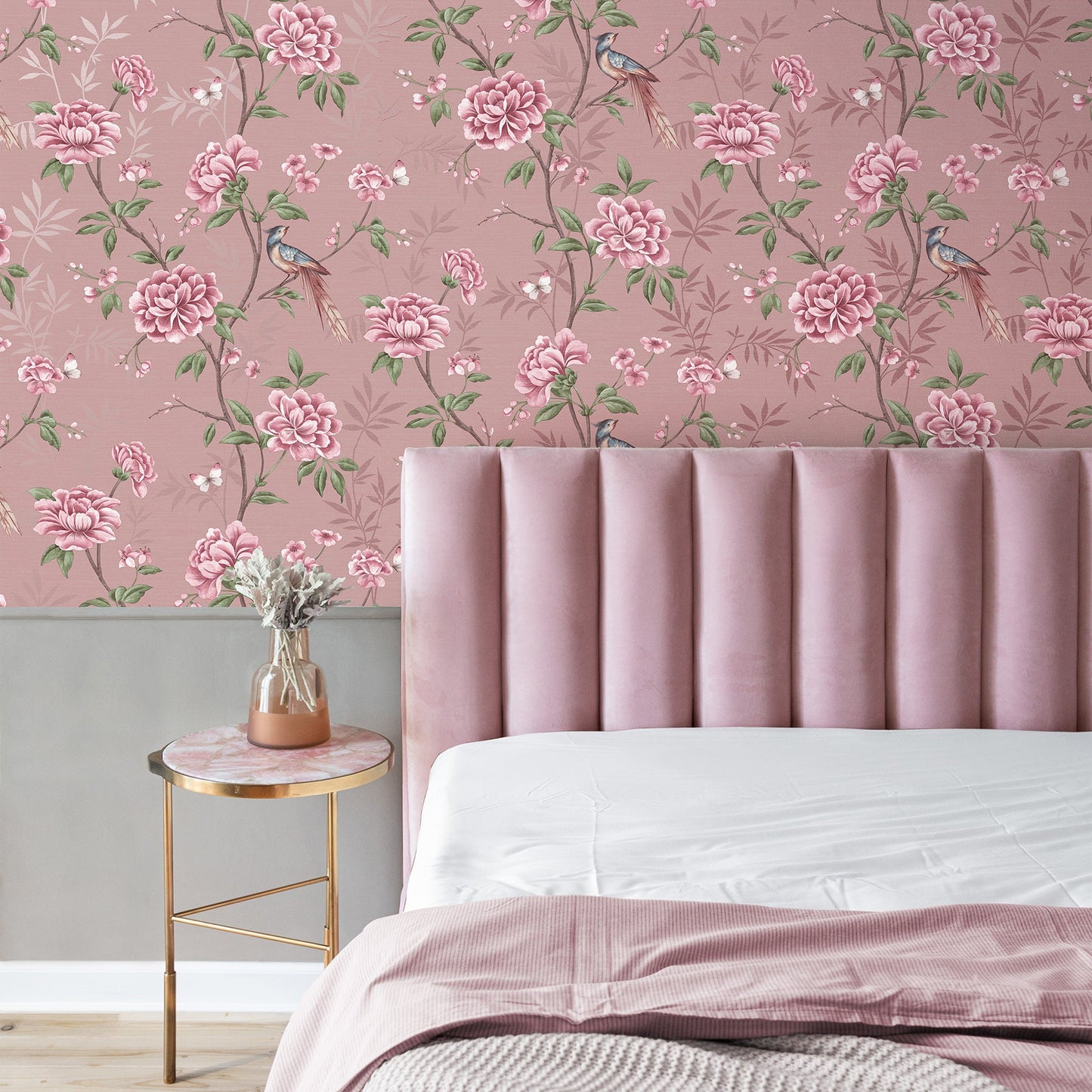 Fine Decor Akina Blush Floral Wallpaper, 20.5-in by 33-ft