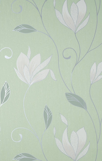 Fine Decor Synergy Light Green Floral Wallpaper, 20.5-in by 33-ft