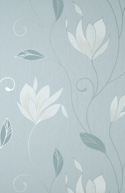 Fine Decor Synergy Light Blue Floral Wallpaper, 20.5-in by 33-ft