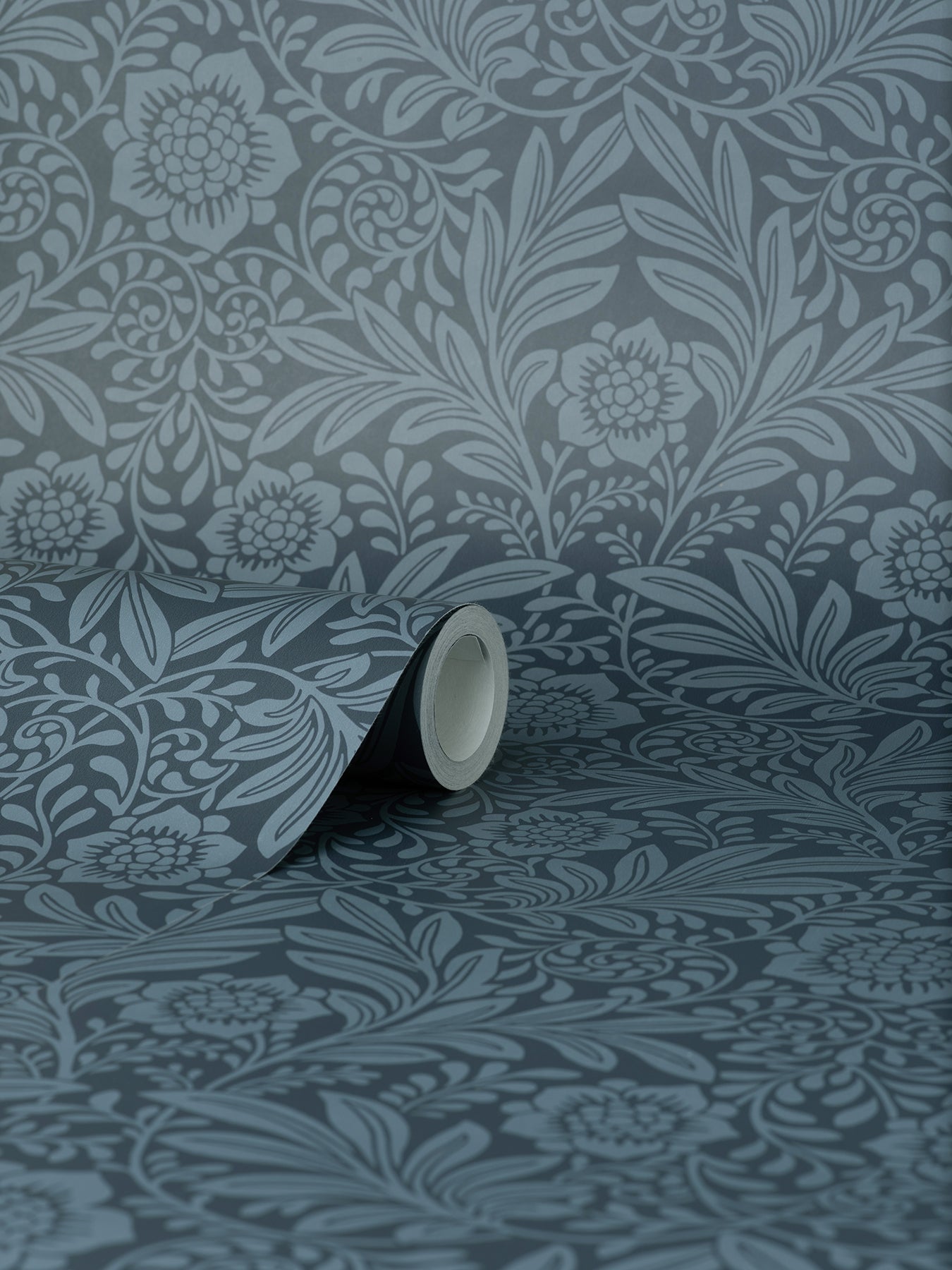 Fine Decor Camille Navy Damask Wallpaper, 20.5-in by 33-ft