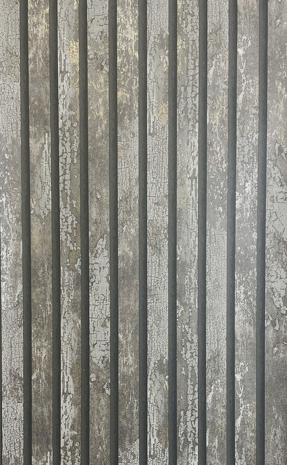 Fine Decor Oxidize Grey Vertical Slats Wallpaper, 20.5-in by 33-ft