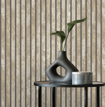 Fine Decor Oxidize Neutral Vertical Slats Wallpaper, 20.5-in by 33-ft