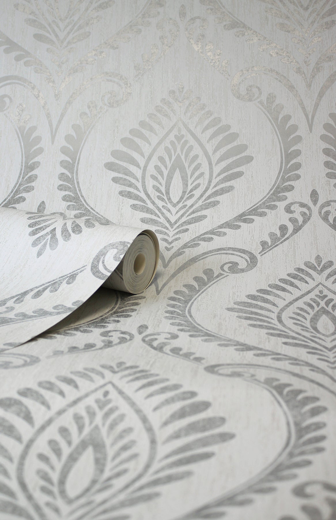 Fine Decor Estelle Grey Damask Wallpaper, 20.5-in by 33-ft