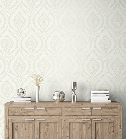 Fine Decor Estelle Dove Damask Wallpaper, 20.5-in by 33-ft