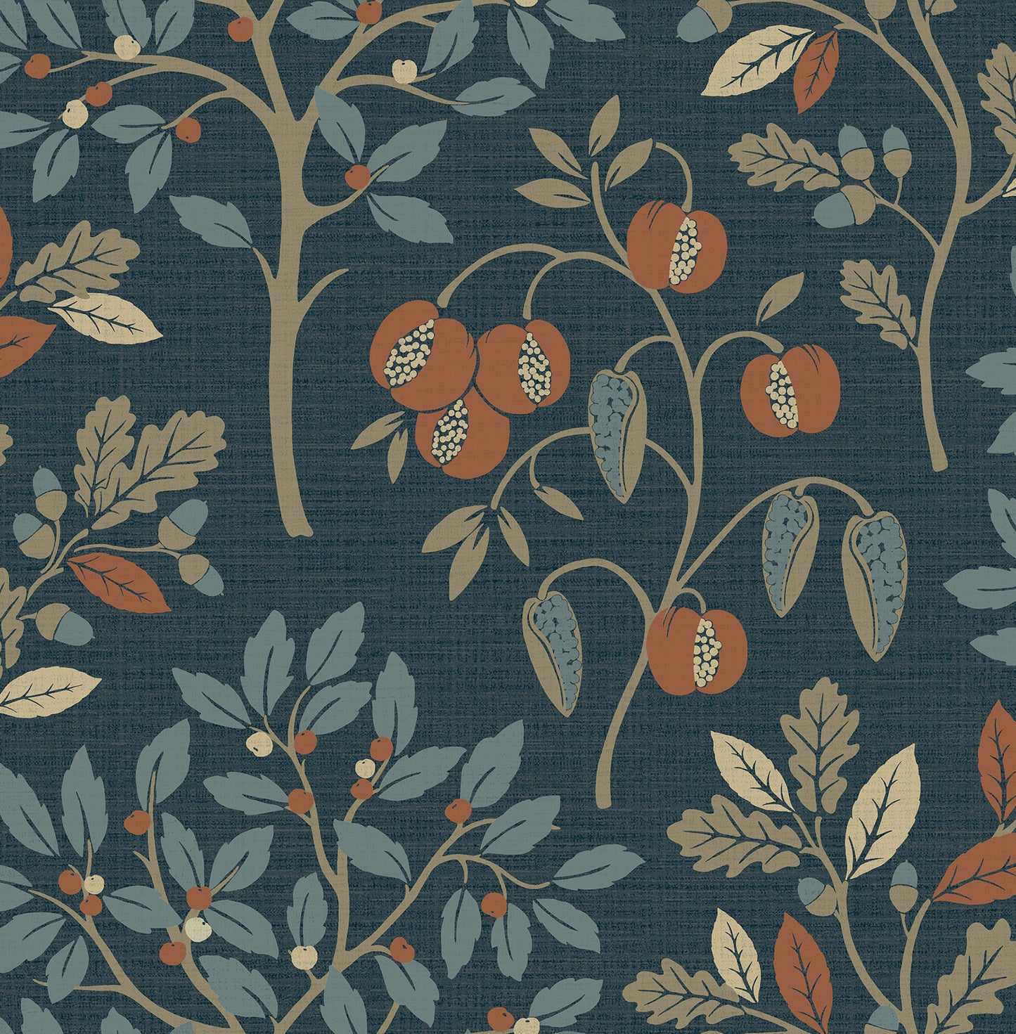 Fine Decor Rowan Navy Autumn Trees Wallpaper, 20.5-in by 33-ft