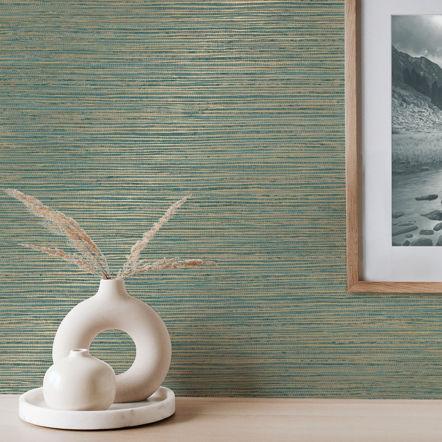 Fine Decor Fusion Teal Plain Wallpaper, 20.5-in by 33-ft