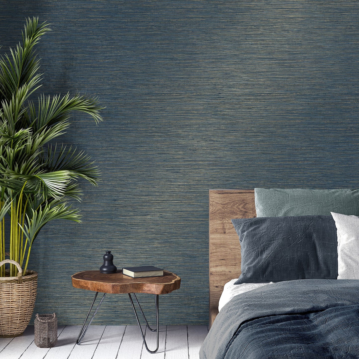 Fine Decor Fusion Navy Plain Wallpaper, 20.5-in by 33-ft