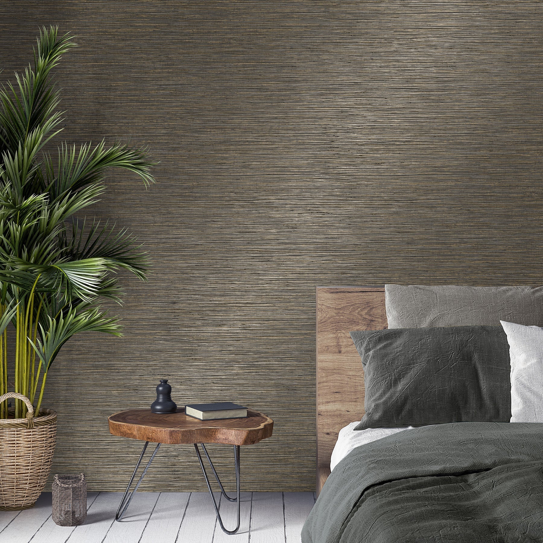 Fine Decor Fusion Charcoal Plain Wallpaper, 20.5-in by 33-ft