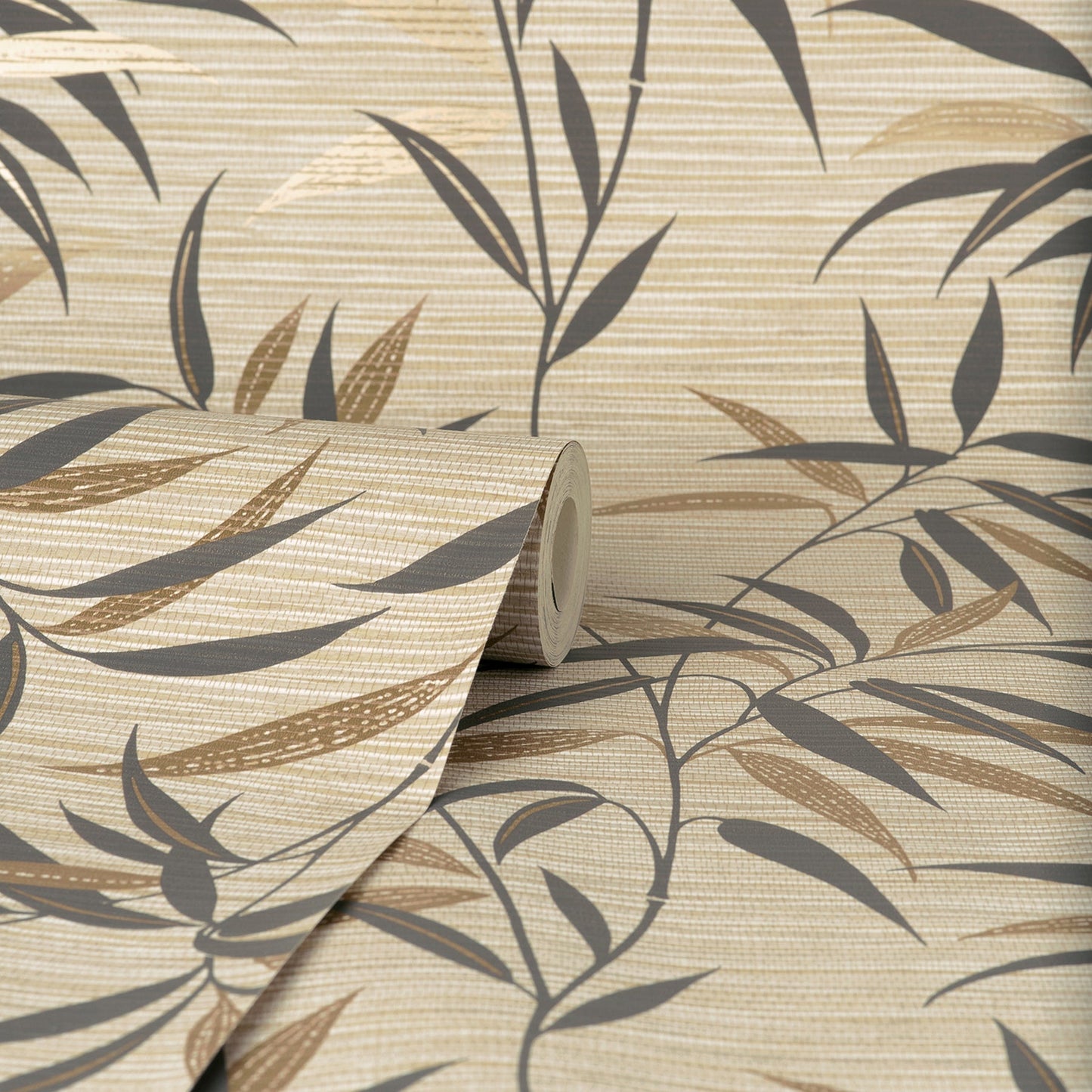 Fine Decor Fusion Neutral Leaf Wallpaper, 20.5-in by 33-ft