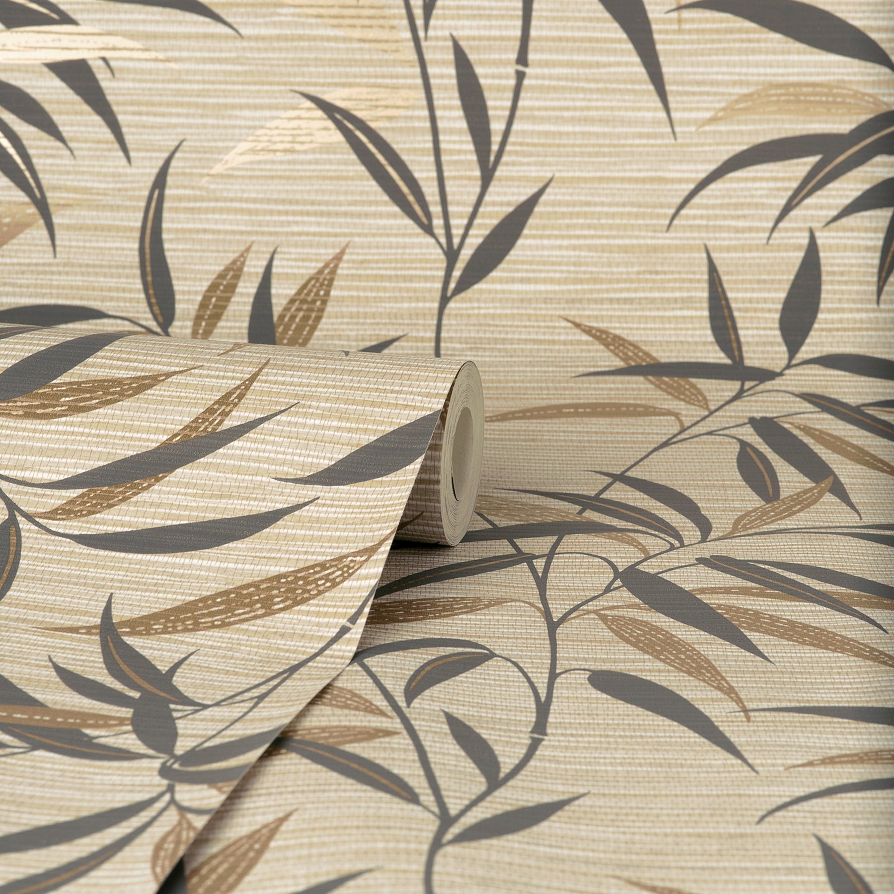 Fine Decor Fusion Neutral Leaf Wallpaper, 20.5-in by 33-ft