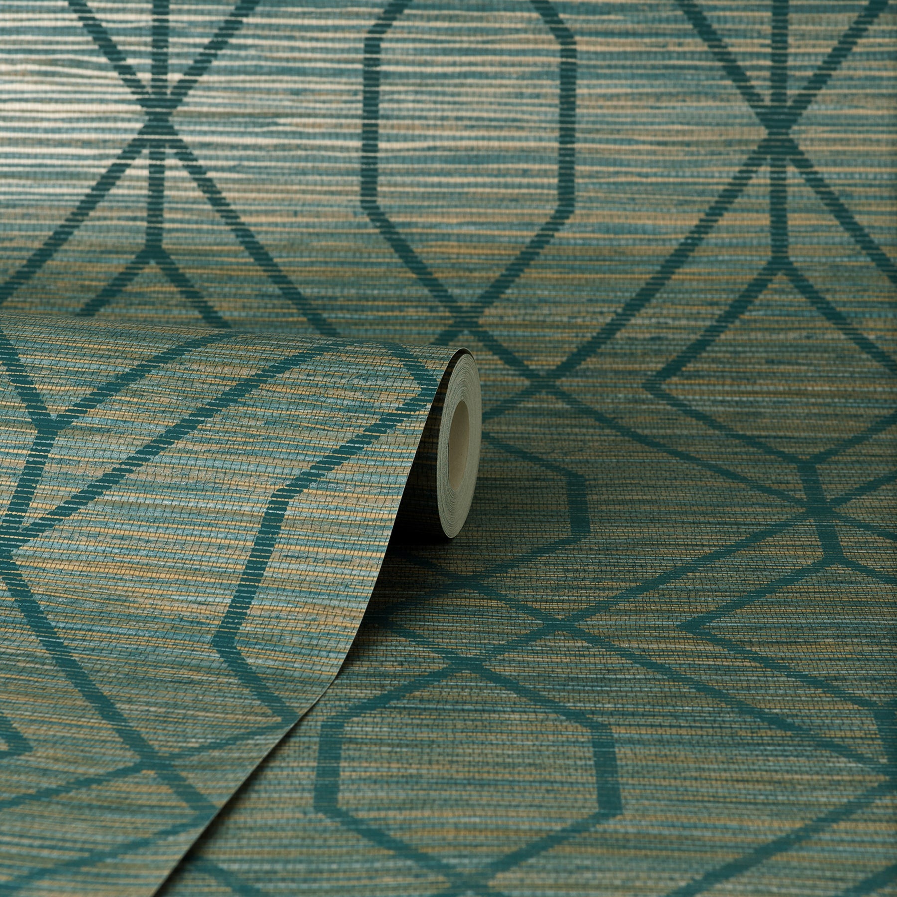 Fine Decor Fusion Teal Trellis Wallpaper, 20.5-in by 33-ft