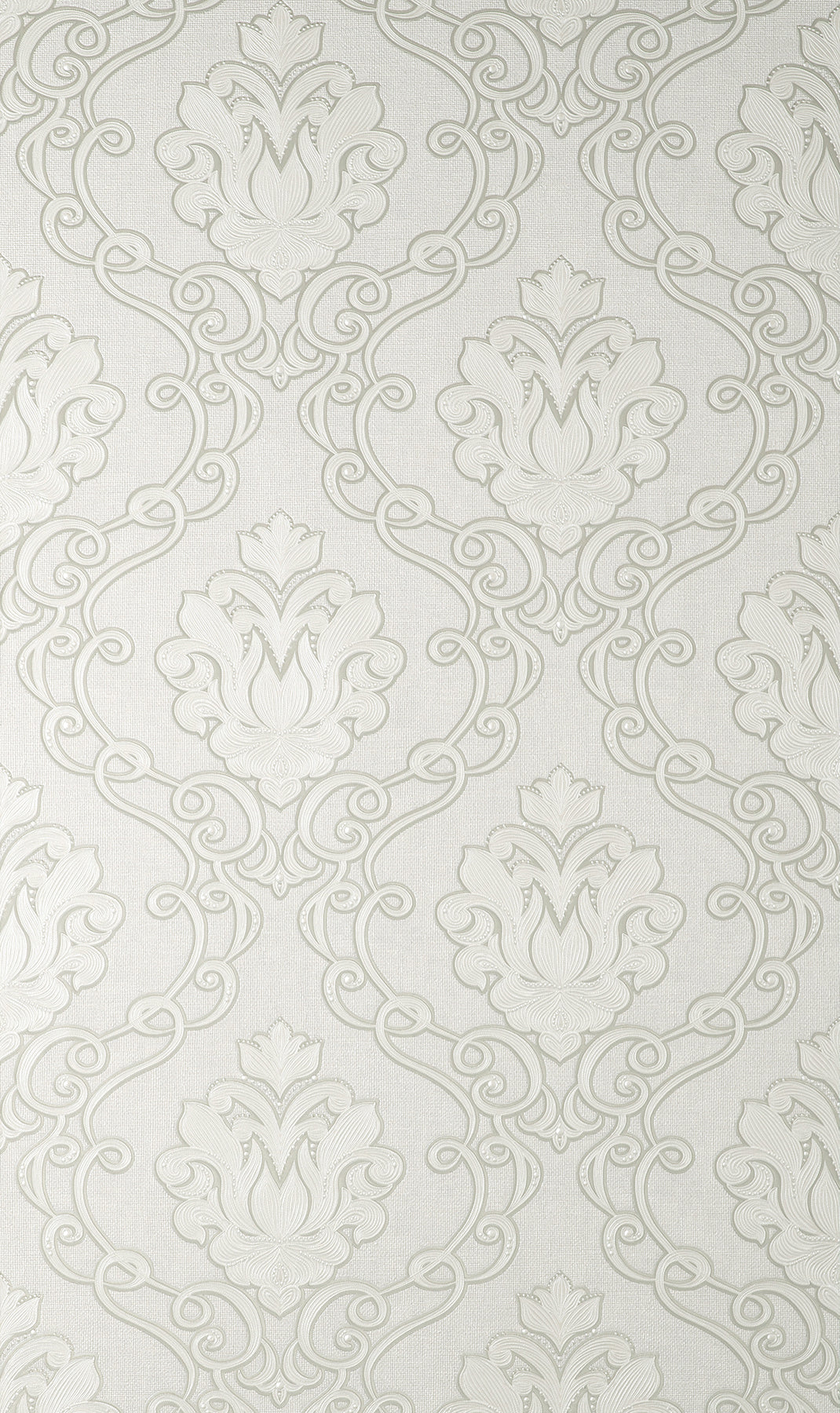 Fine Decor Florentine White Damask Wallpaper, 20.9-in by 33-ft