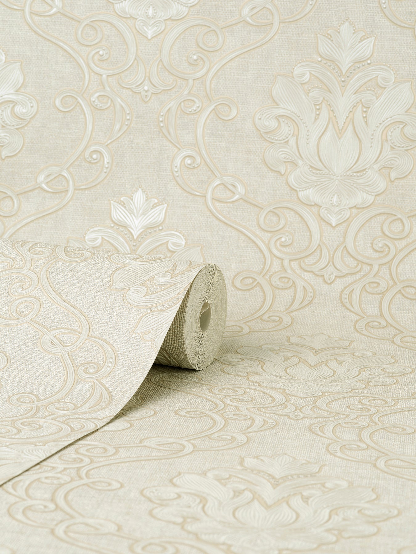 Fine Decor Florentine Neutral Damask Wallpaper, 20.9-in by 33-ft