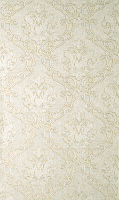 Fine Decor Florentine Neutral Damask Wallpaper, 20.9-in by 33-ft